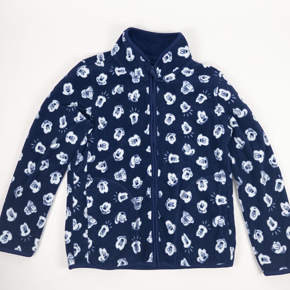 Uniqlo Fleece Jacket Kids 130cm 7-8 Navy‎ Blue Disney Mickey Mouse Full Zip
